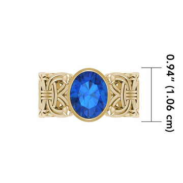 Viking Borre Knot Solid Gold Ring with Gemstone GRI572 - Jewelry
